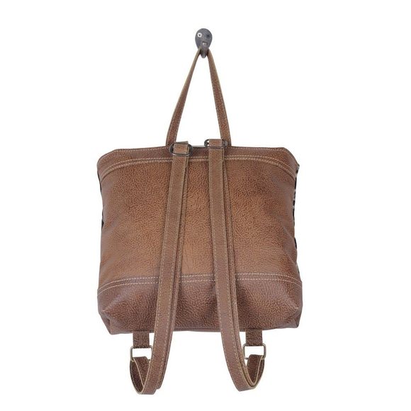 Western Canvas Backpack Bag for Women - Upcycled Hairon Leather Bag Oriana? main image 6